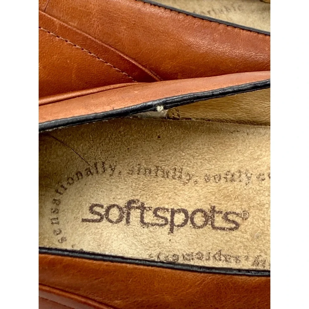Softspots Leather Mary Jane Kitten Heel Pumps Womens 9.5WW Brown Office Academia